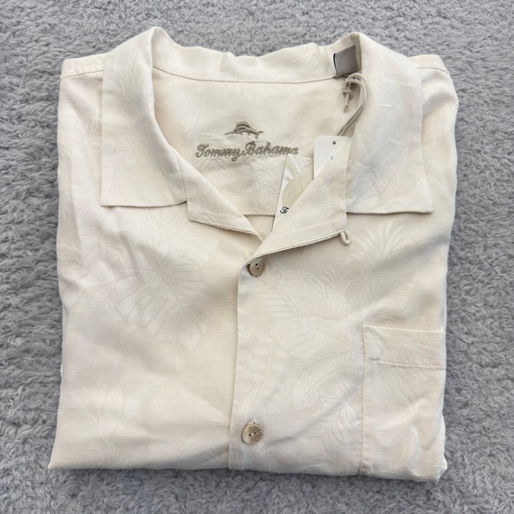 Tommy Bahama Mens St Lucia Fronds Jacquard Shirt Cream T319039 XXL NEW - Picture 7 of 9